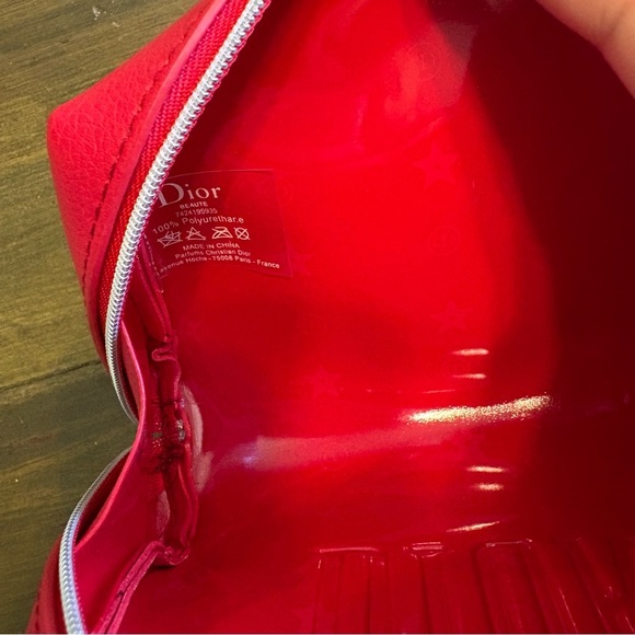 Dior Red Cosmetic Bag Hot Clutch Bag Make Up Case Travel Pouch Logo Small - Picture 6 of 6